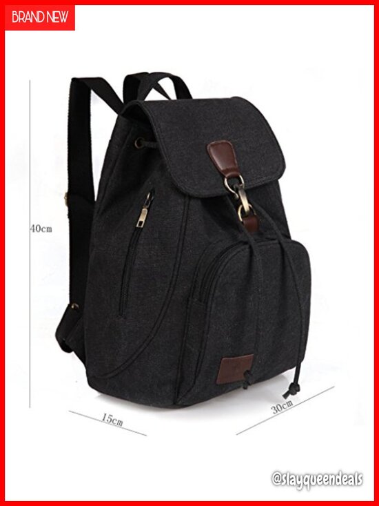Canvas Backpack Purse with Flap Drawstring Multi-Pocket Ladies Travel Daypack main image 6